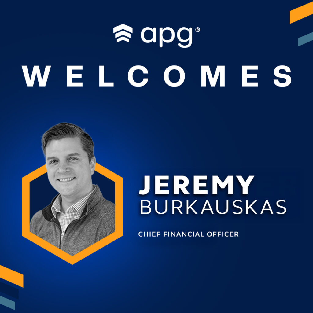 Jeremy Burkauskas, newly appointed Chief Financial Officer at apg®, announced as part of the apg leadership appointments.