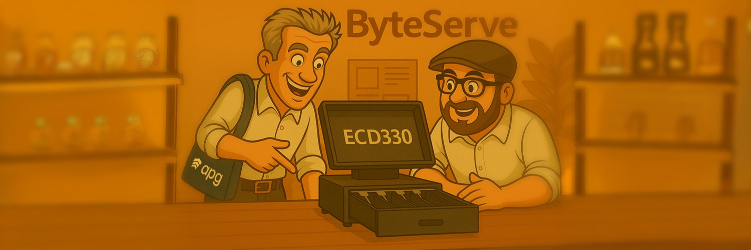 Thelma & Louise visiting ByteServe to discuss apg’s ECD330 cash drawer solution.