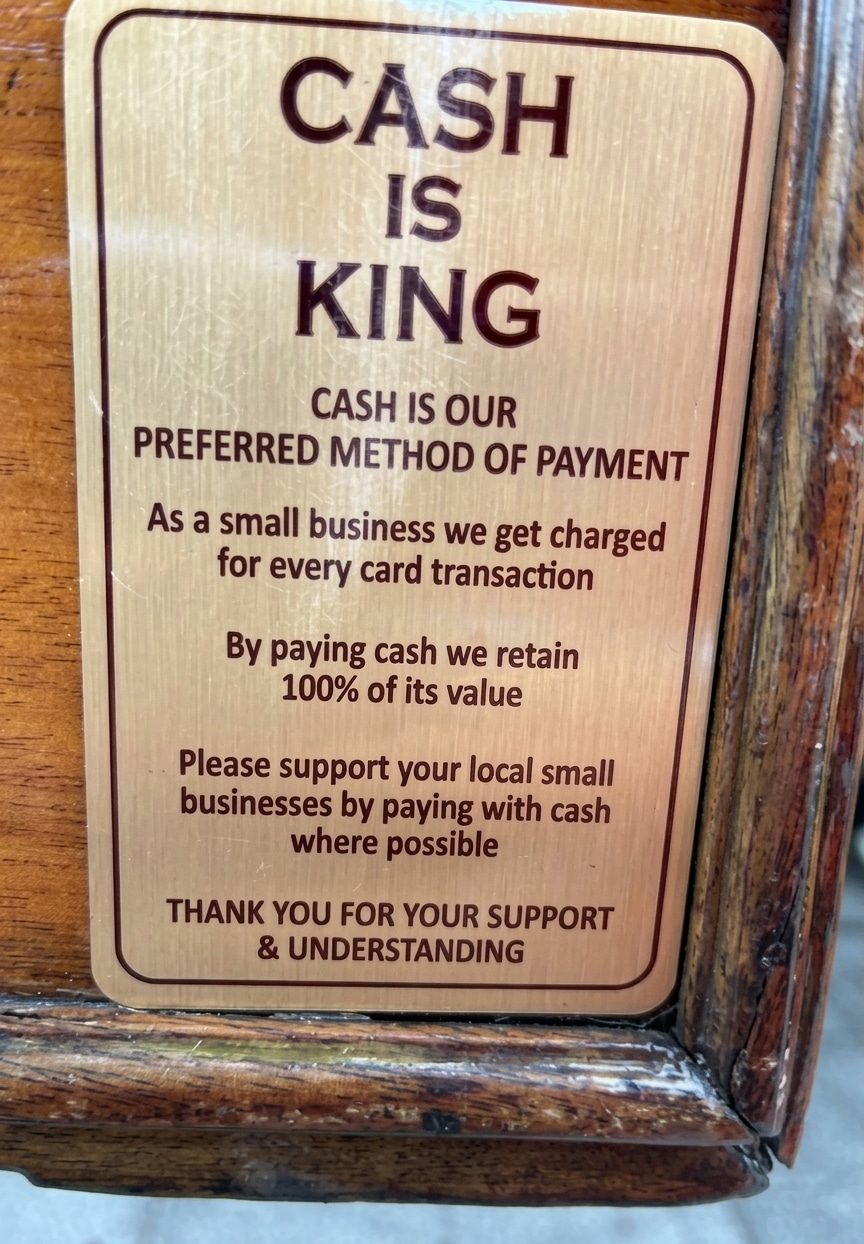 Cash is king, store preferred payment  method sign