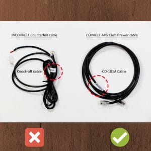 APG Cash Drawer Cables vs. Counterfeit Cables